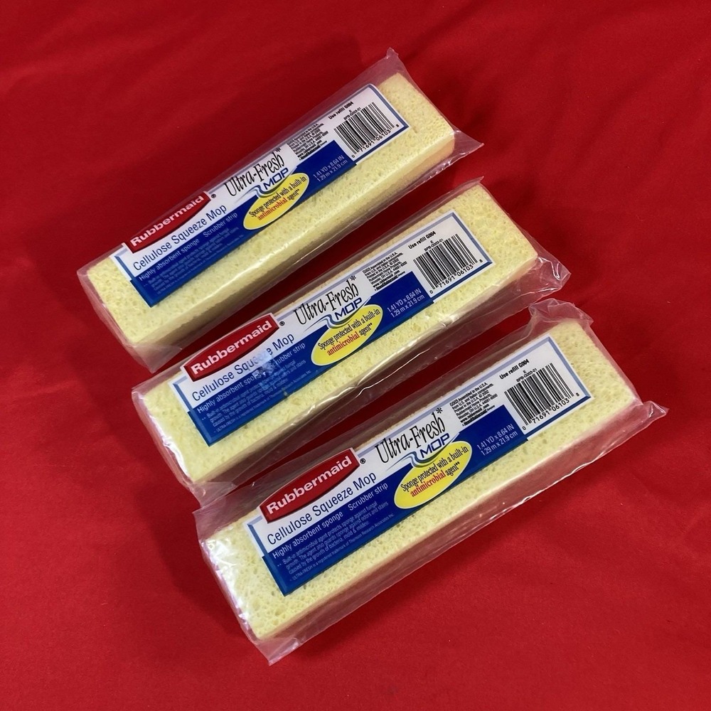3 - Vintage 2002 Rubbermaid Cellulose Squeeze Mop Refill / Ultra-Fresh G003